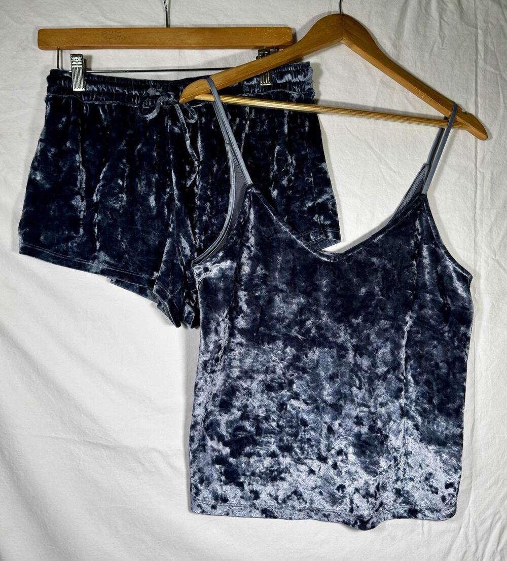 Gap Body Crushed Velvet Velour Cami Shorts Sleep Set Light Blue Size Small